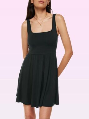 Aritzia Wilfred Black Square-Neck Mini Dress